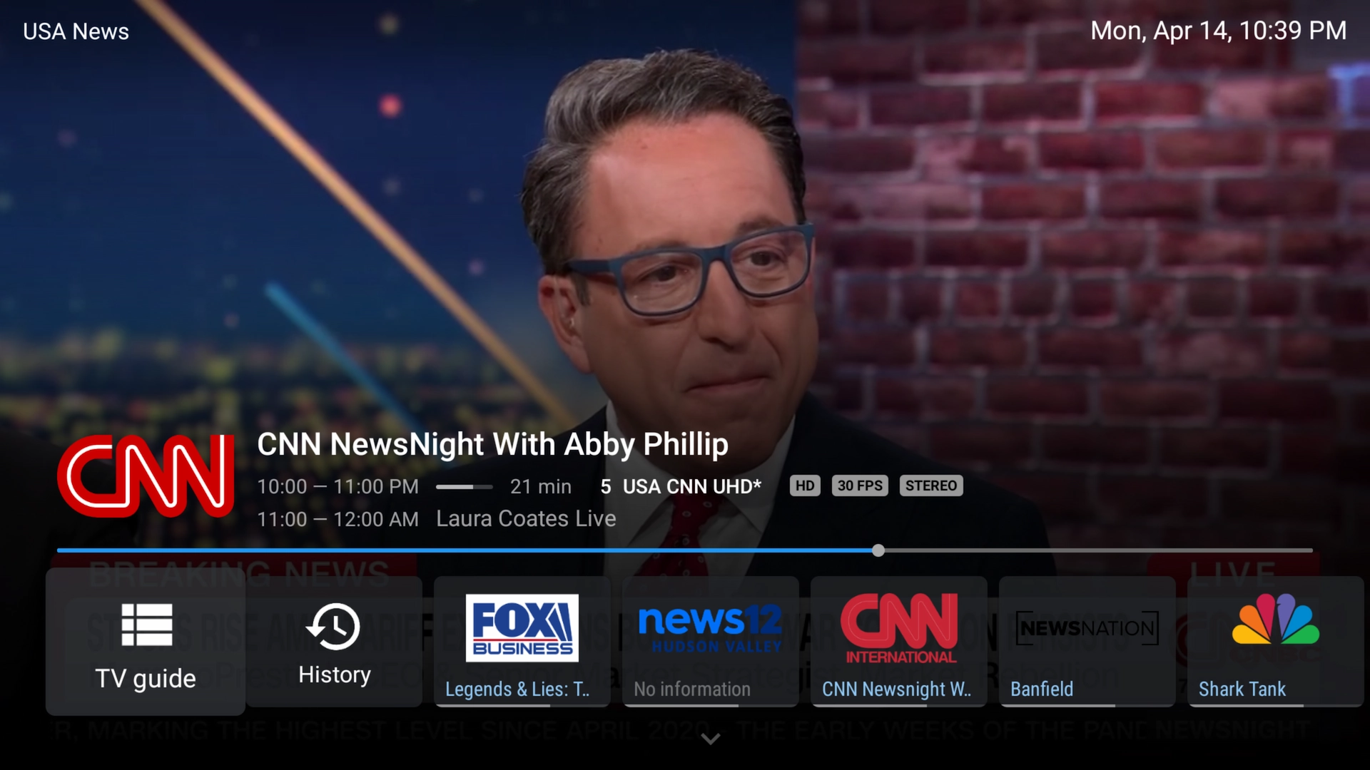 TiviMate playing a single channel before Multi-View