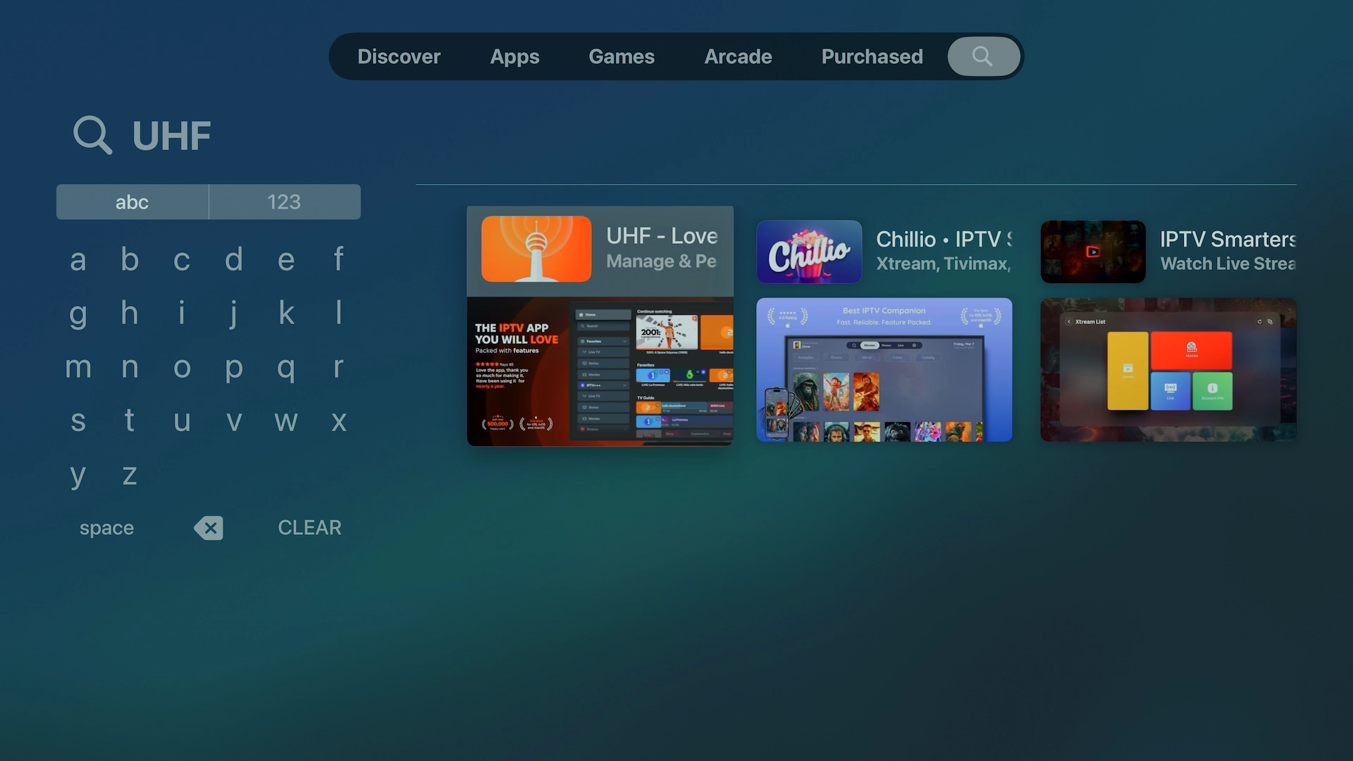 UHF Love Your IPTV search result in the Apple TV App Store